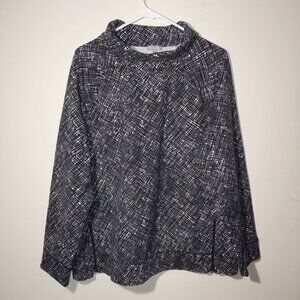 Talbots Performance Turtle Neck Black White Graphic Print Pullover Sz XL